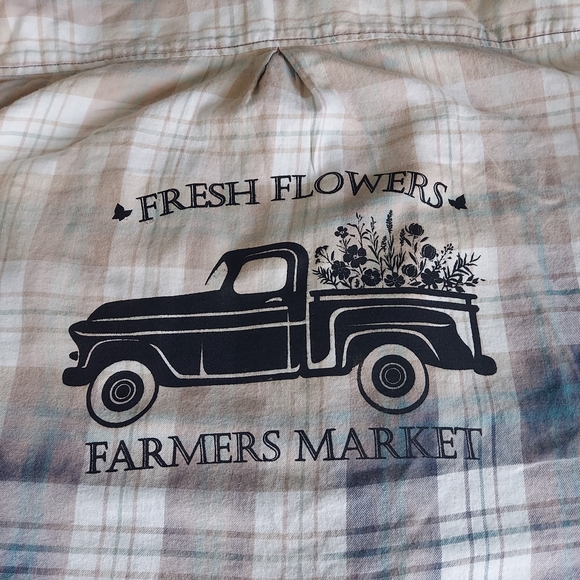 Upcycked Terra & Sky Cream and Blue Plaid Shirt - Picture 8 of 8